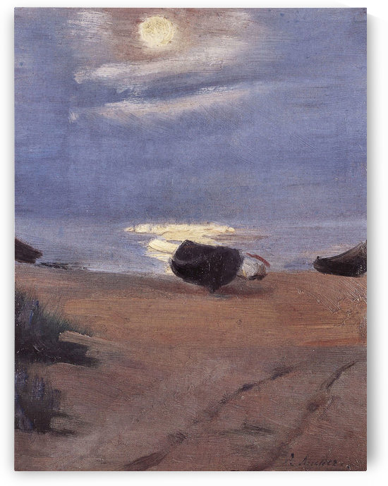 Boats in the moonlight on South Beach by Anna Ancher